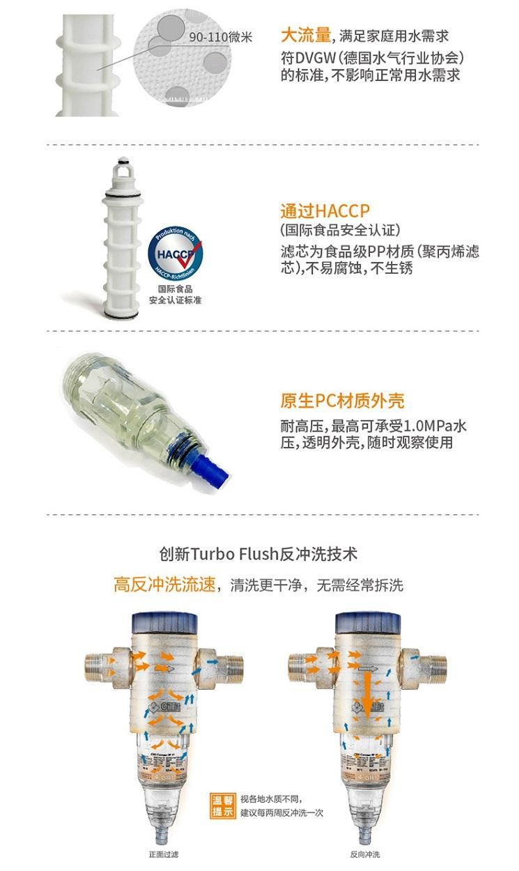 德國水麗Claropur RF 反沖洗前置過濾器濾芯區別